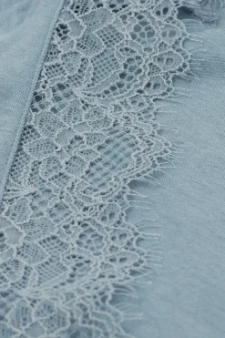 T-shirt manches longues en cachemire et dentelle