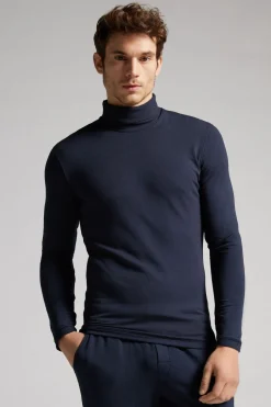 T-Shirt Manches Longues Modal Cachemire Col Mont.
